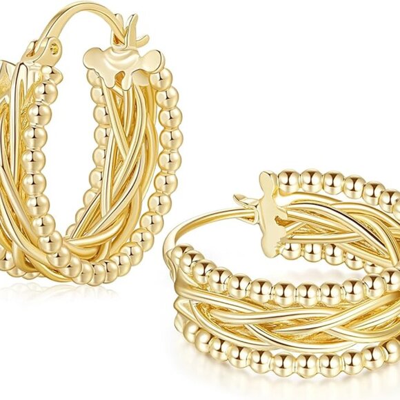 14K Gold Chunky Hoop Earrings Chic Hoops Earring